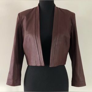 Lamarque leather dark brown red burgundy jacket blazer size XS